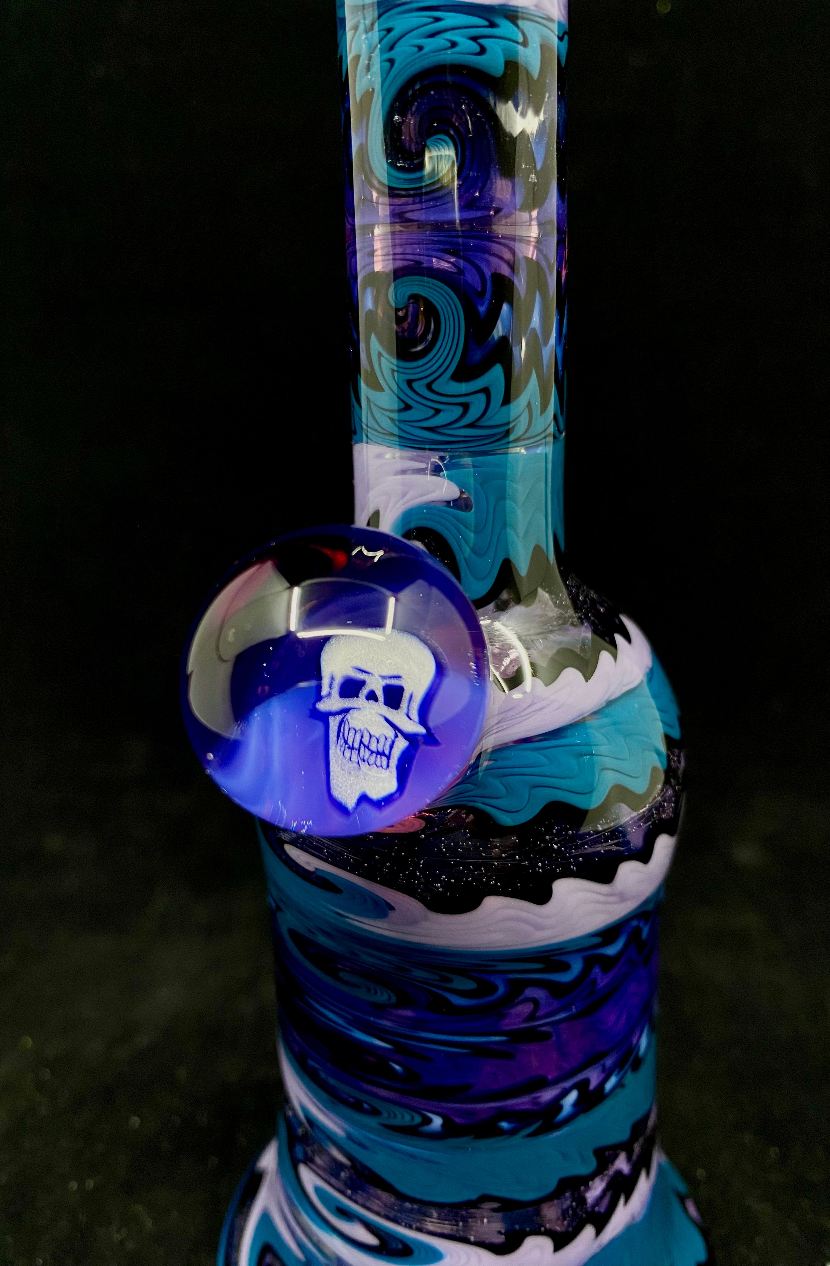 Glass Smith Fully Worked Dewar Tube with Skull Millie
