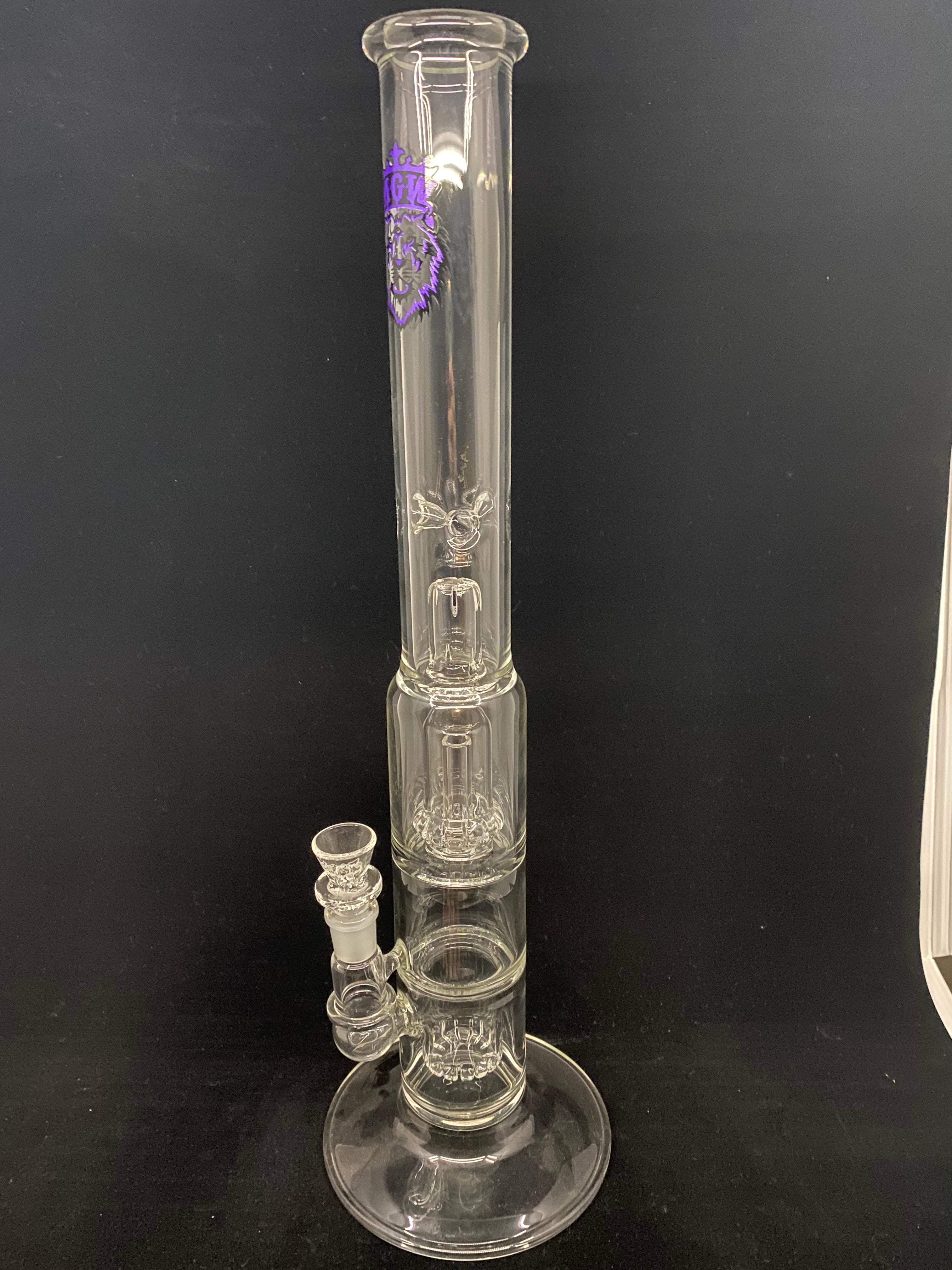 Manifest Glassworks - Triple Perc with Purple and Black Lion