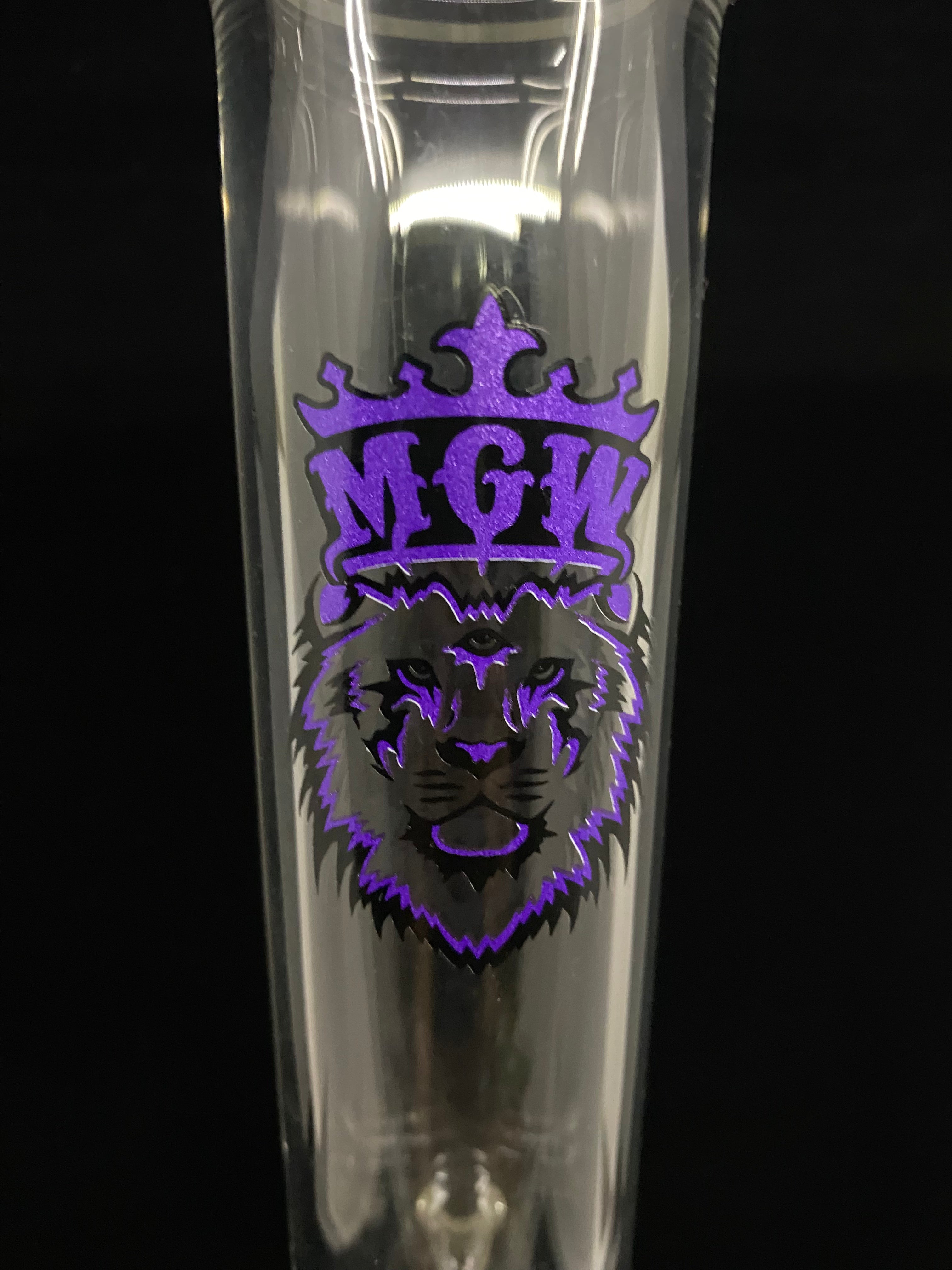 Manifest Glassworks - Triple Perc with Purple and Black Lion