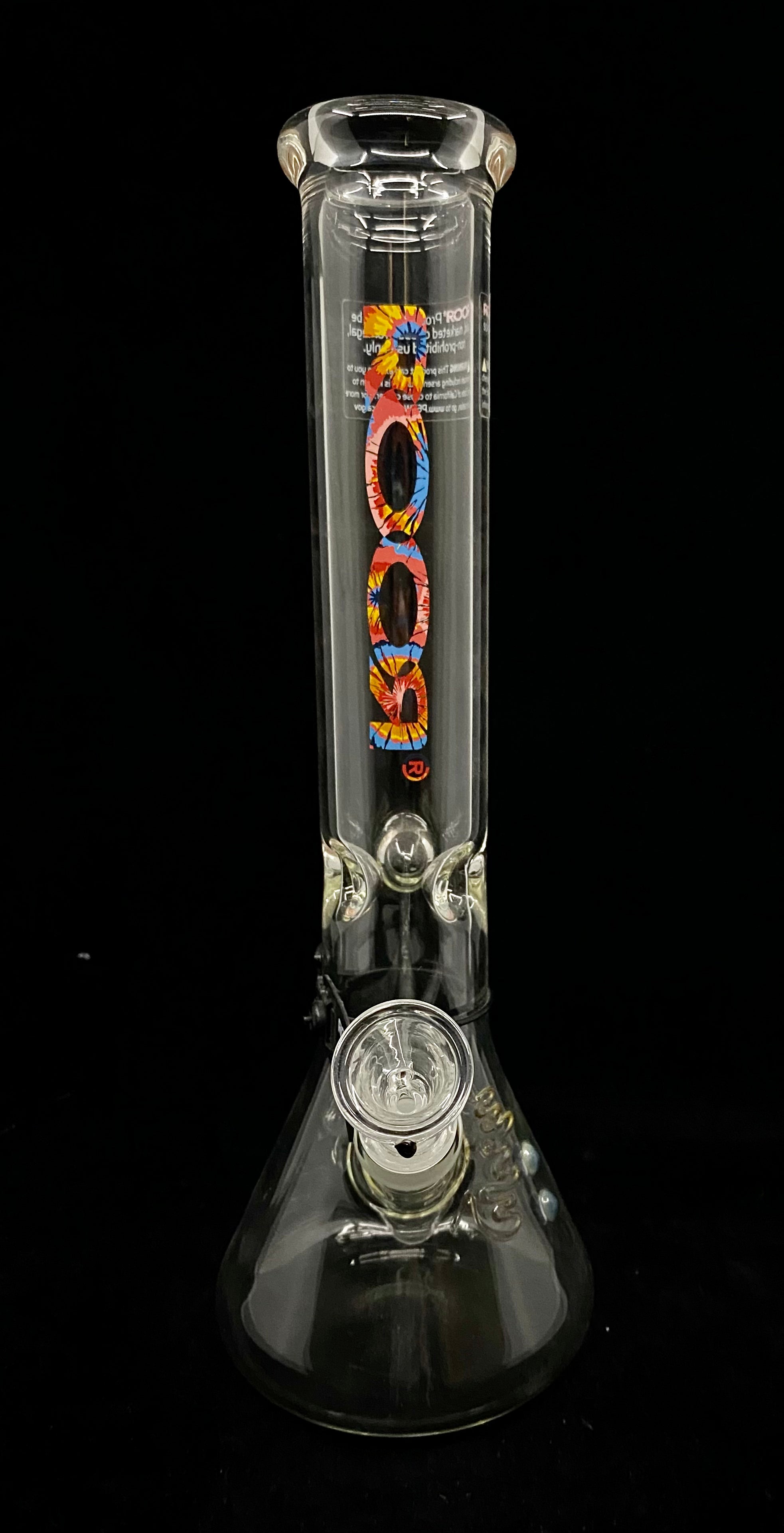 RooR 14" 50x5 Clear Beaker with Tie Dye Logo