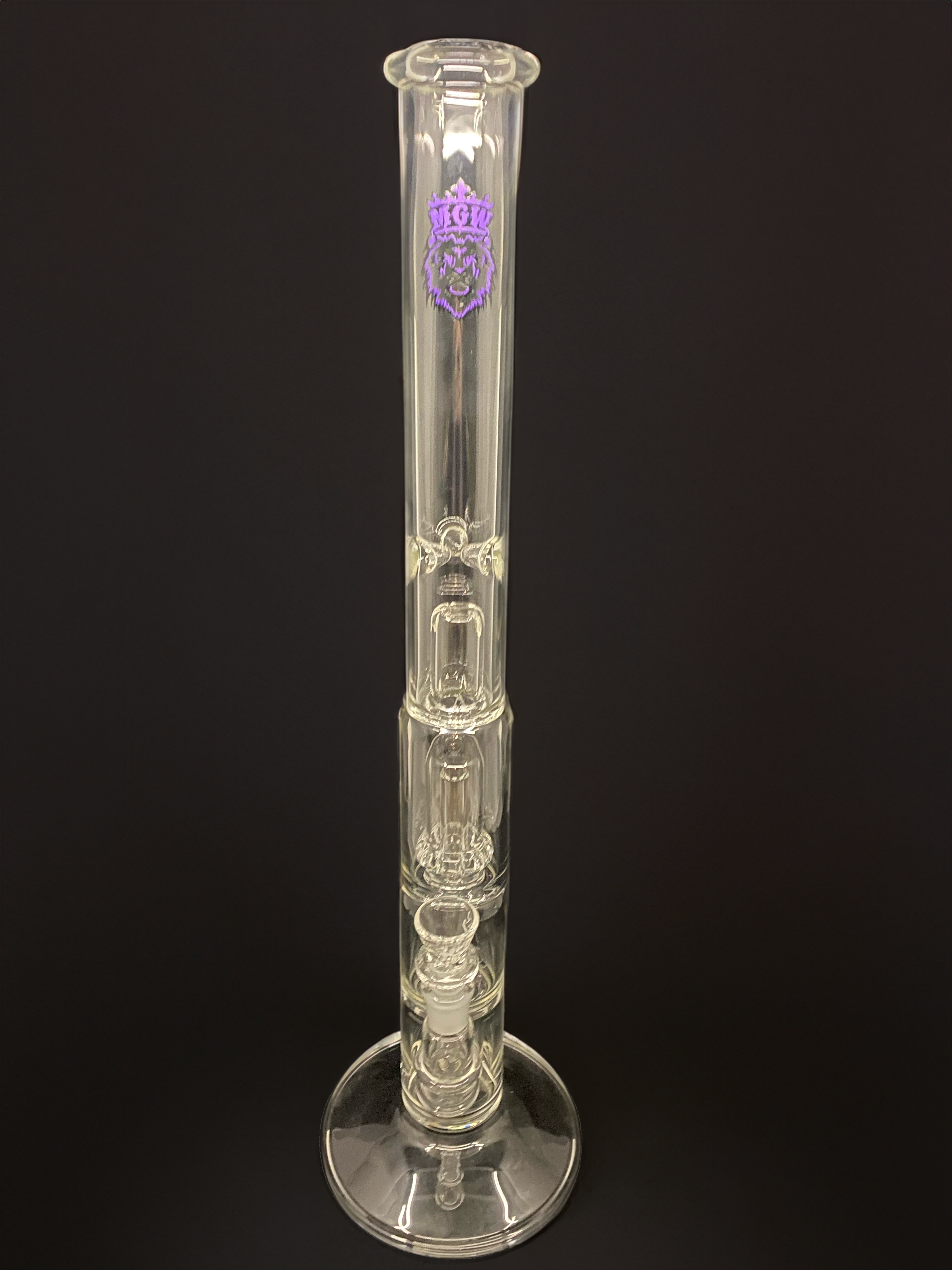 Manifest Glassworks - Triple Perc with Purple and Black Lion