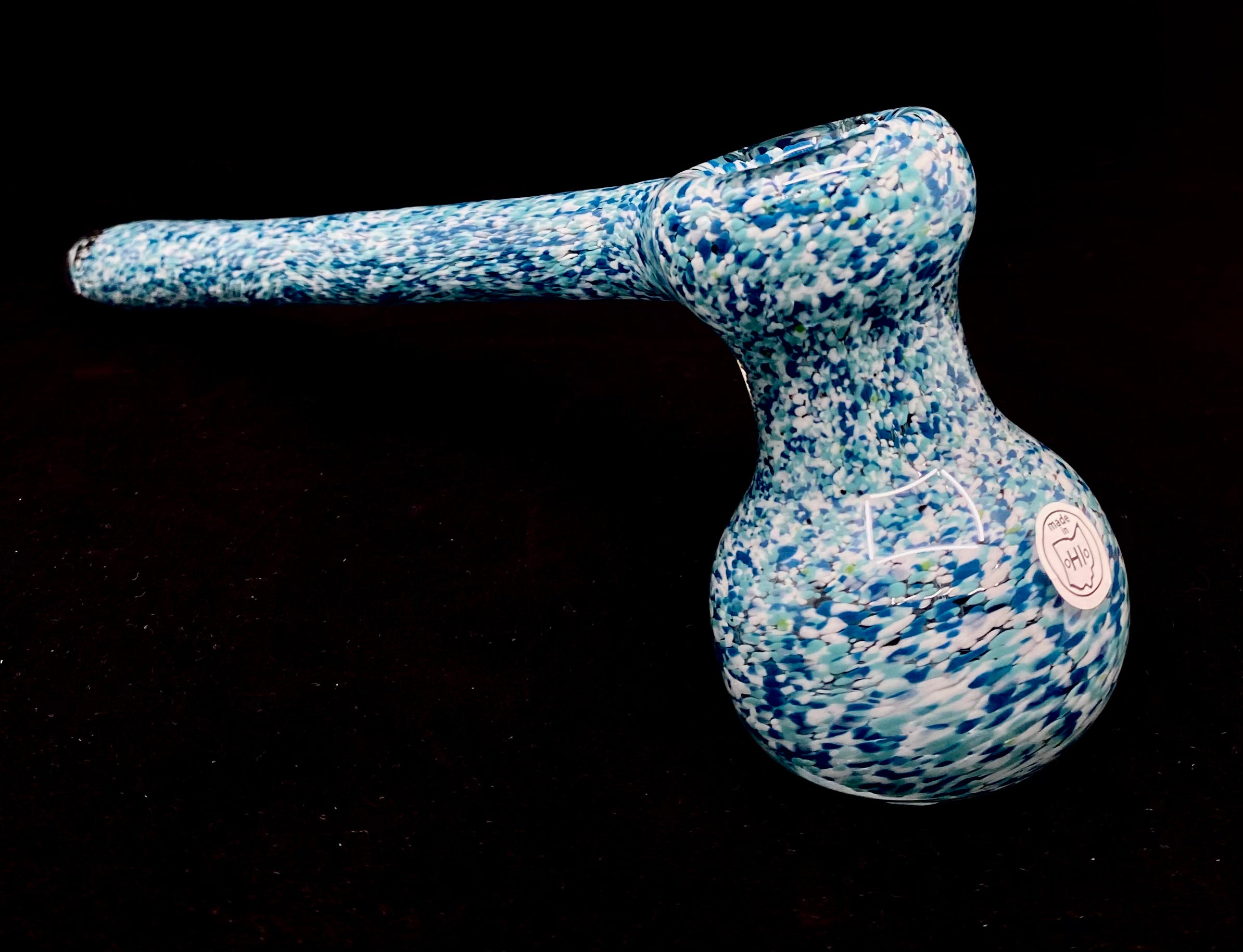Ohio Valley Glass Blue Frit Long-neck Bubbler